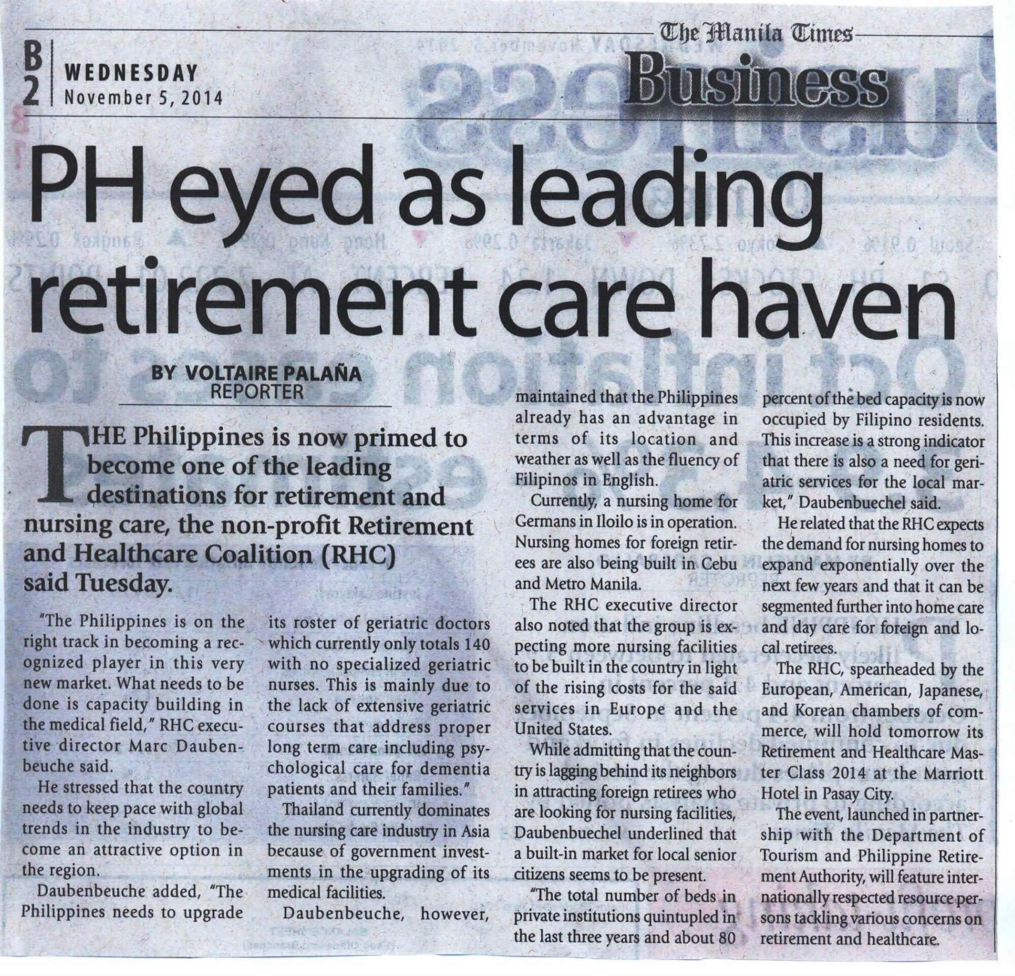 Ph Eyed As Leading Retirement Care Haven